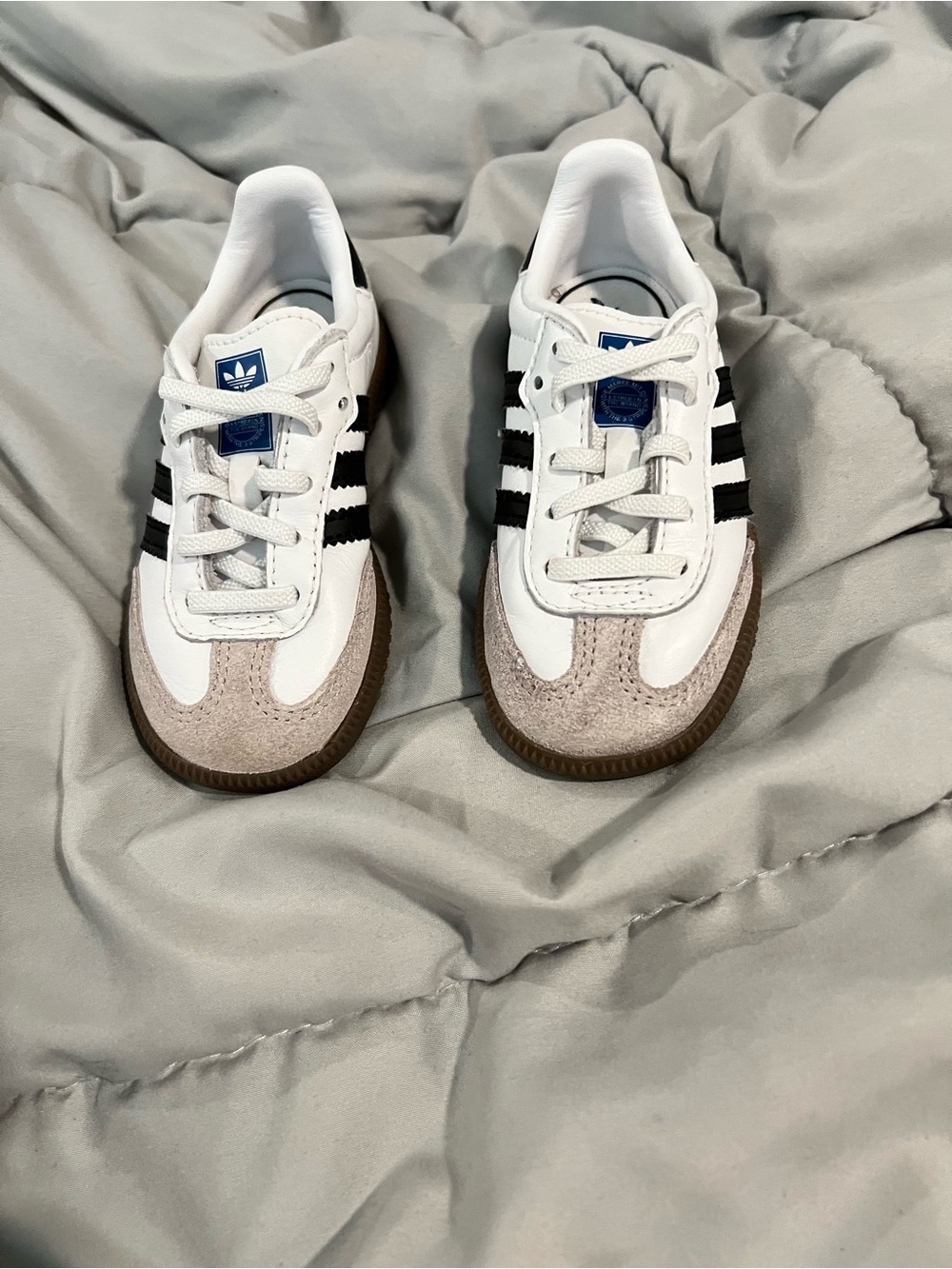 adidas White Sneakers with Black Stripes and Tan Suede Accents - Picture 5 of 6